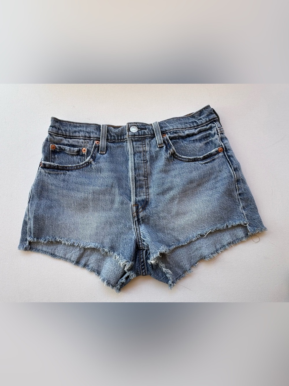 Levi's Premium 501 Original High Rise Denim Shorts Women's Size W29 Big E